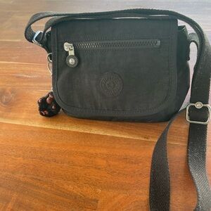 Kipling Black Nylon Messenger Crossbody with Charm